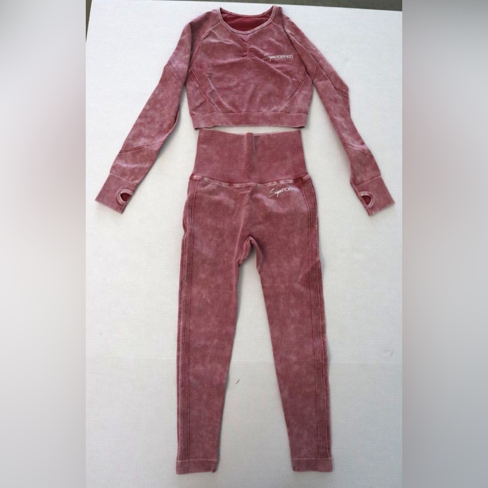 Sugar Popped Women's Sz S Berry Pink Cropped Top & Legging Extreme Lift Set